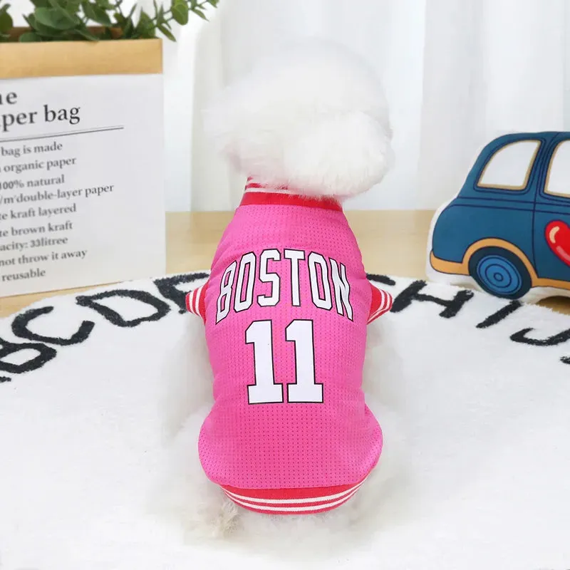 Spring/Summer Pet Dog Vest T-Shirt | Basketball Mesh Cloth | Small to Large Size Pets | S-2XL