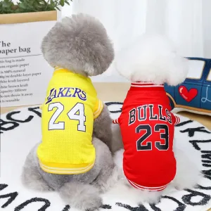 Spring/Summer Pet Dog Vest T-Shirt | Basketball Mesh Cloth | Small to Large Size Pets | S-2XL