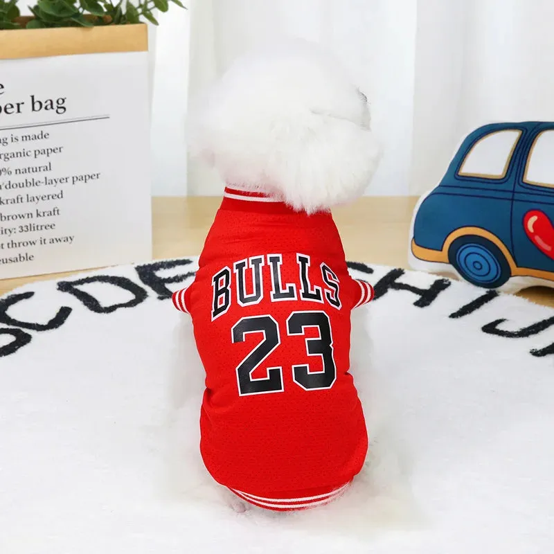 Spring/Summer Pet Dog Vest T-Shirt | Basketball Mesh Cloth | Small to Large Size Pets | S-2XL