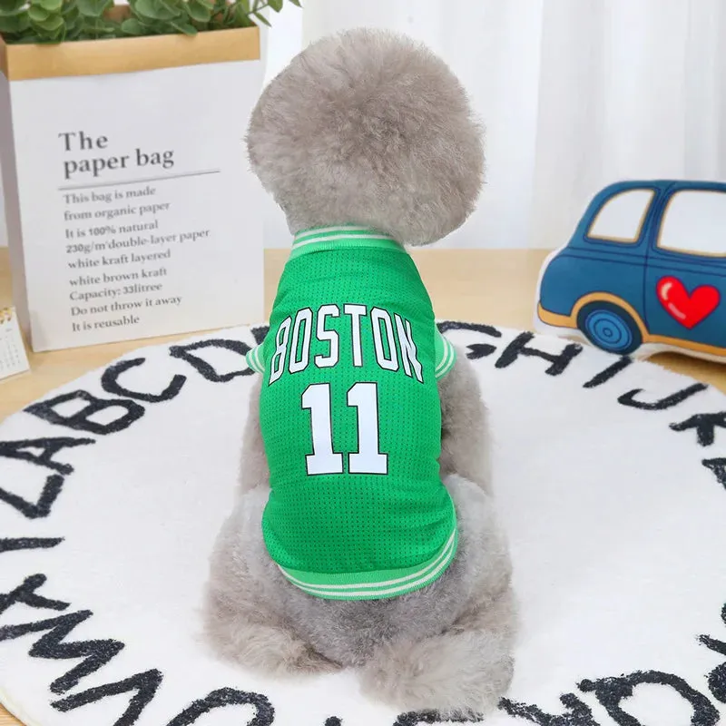 Spring/Summer Pet Dog Vest T-Shirt | Basketball Mesh Cloth | Small to Large Size Pets | S-2XL