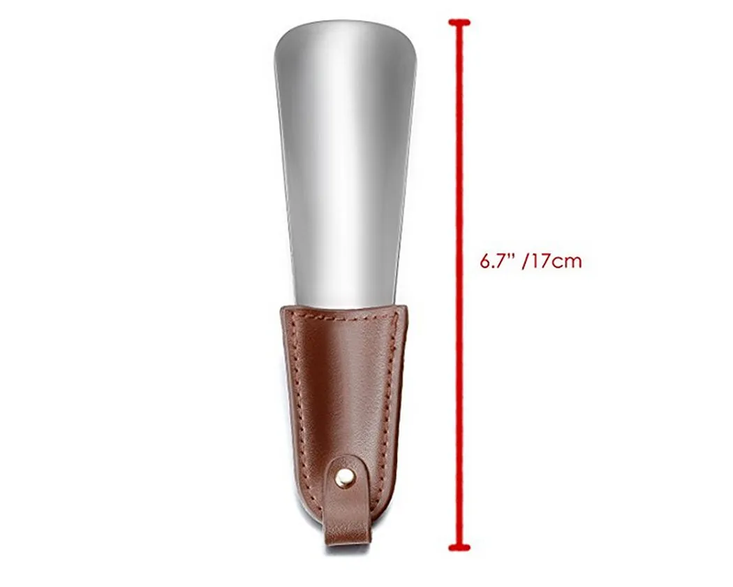 Stainless Steel Shoe Horn with Leather Strap