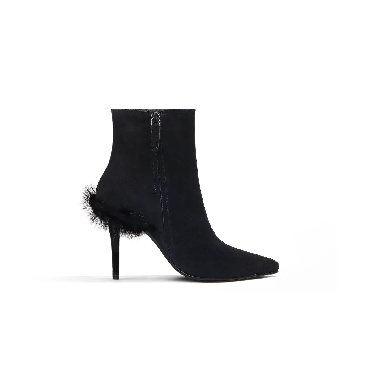 Stiletto Ankle Boots with Faux Fur Heel Accent