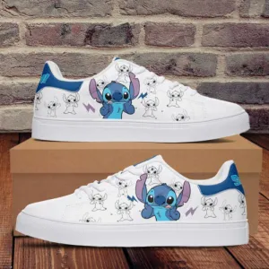 Stitch Cartoon Pattern All Leather Skate Shoes