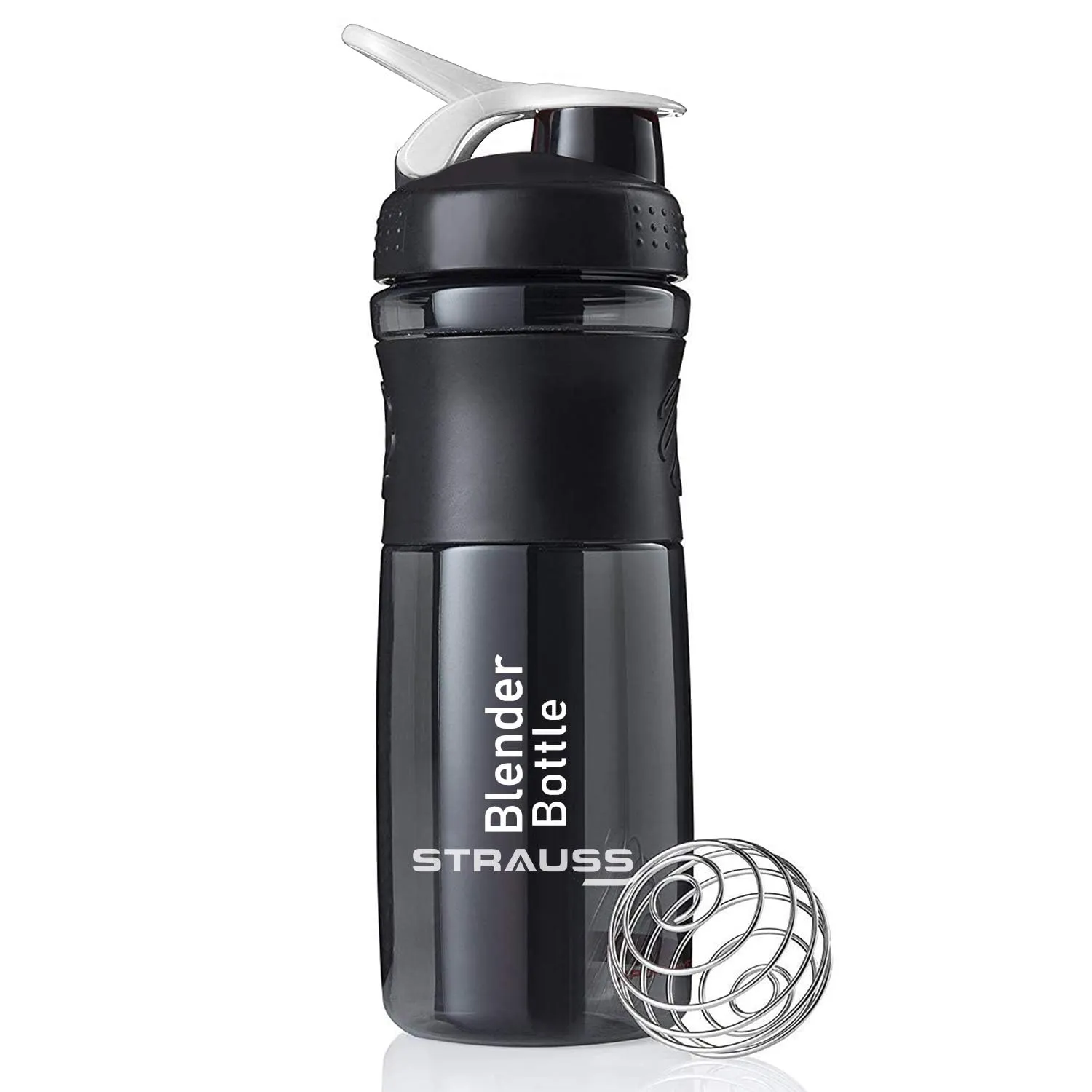 STRAUSS Blender Shaker Bottle | Leakproof Shaker Bottle for Protein Shake, Pre-workout and Bcaa Shake | Protein Shaker Bottle for Gym | BPA-Free Material- 760 ML,(Black) | Pack of 24