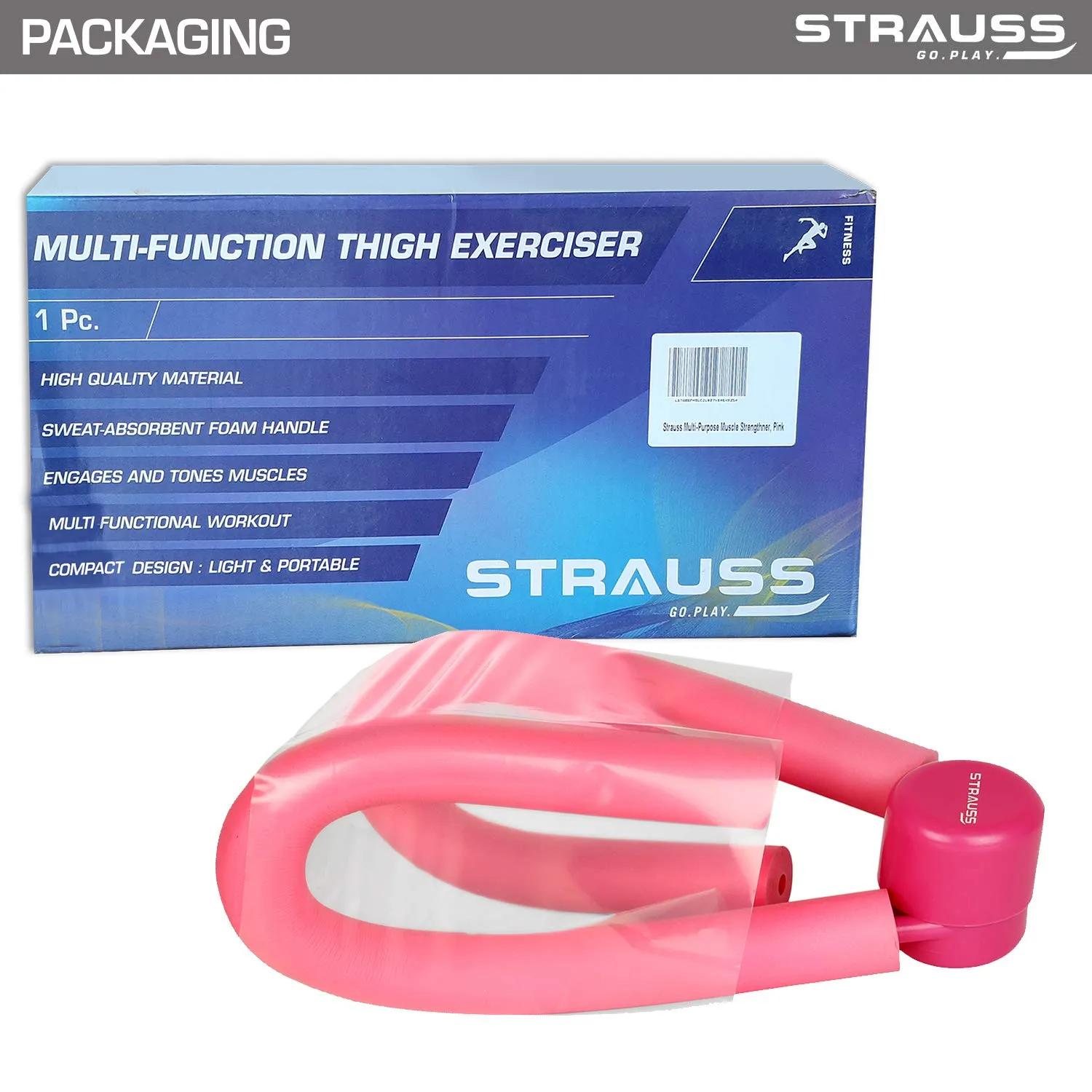 Strauss Thigh Exerciser | Multifunction Thigh Workout Reducer | Exercise Equipment Foam and Steel Equipment for Home Gym | Thigh Master For Inner Thigh Exercise | Hip and Pelvis Trainer for Women,(Pink)