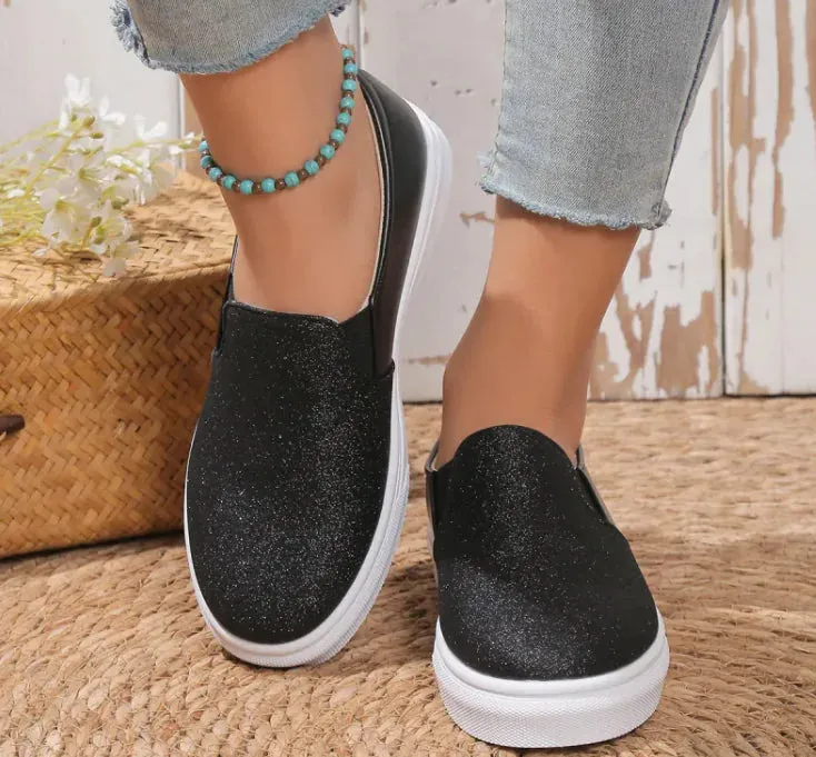 Stylish Sequined Flat Loafers for Women