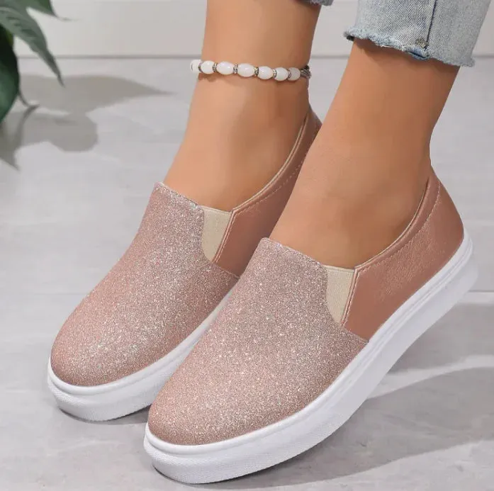 Stylish Sequined Flat Loafers for Women