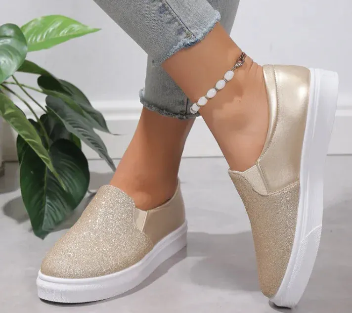 Stylish Sequined Flat Loafers for Women