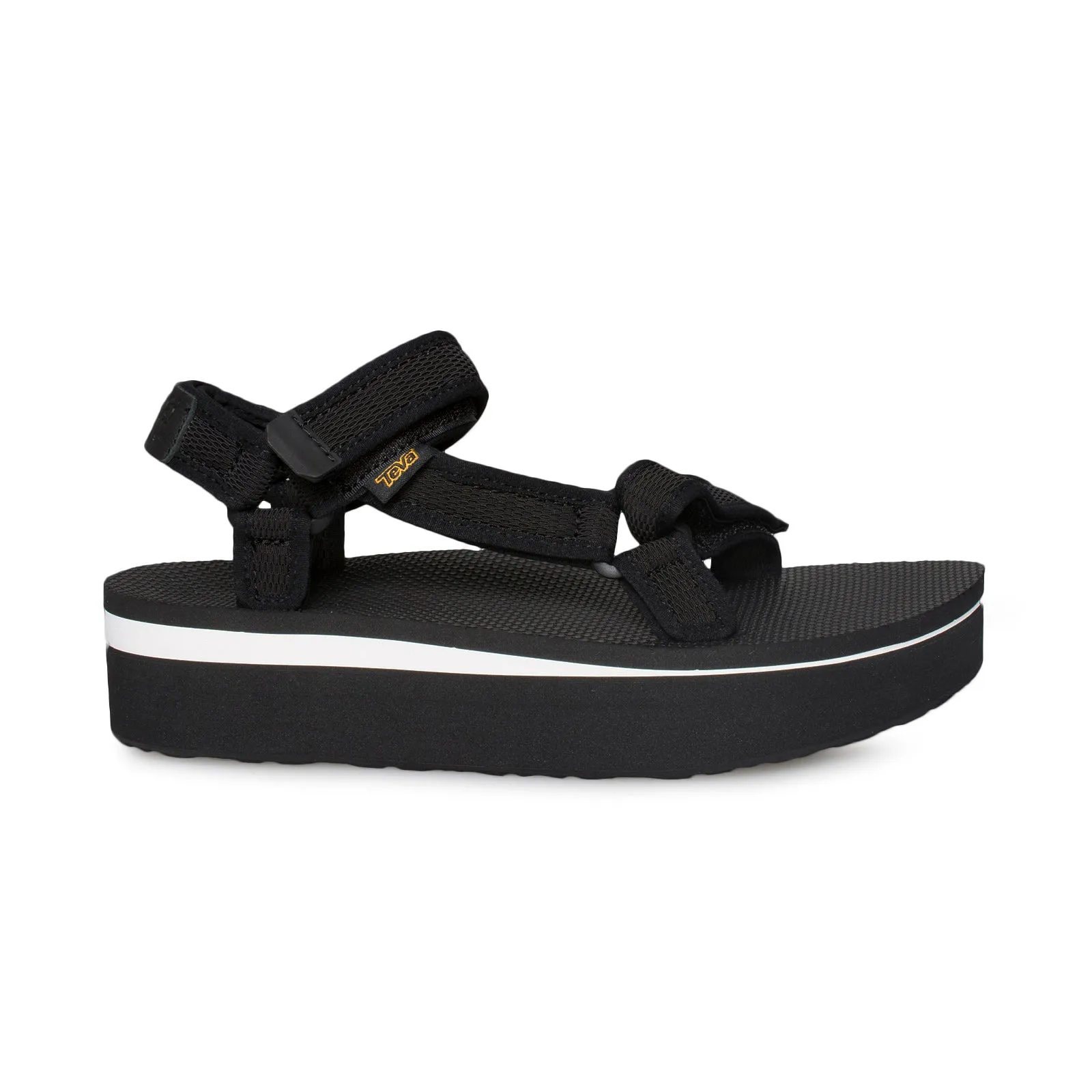 Teva Flatform Universal Mesh Print Black Sandals - Women's