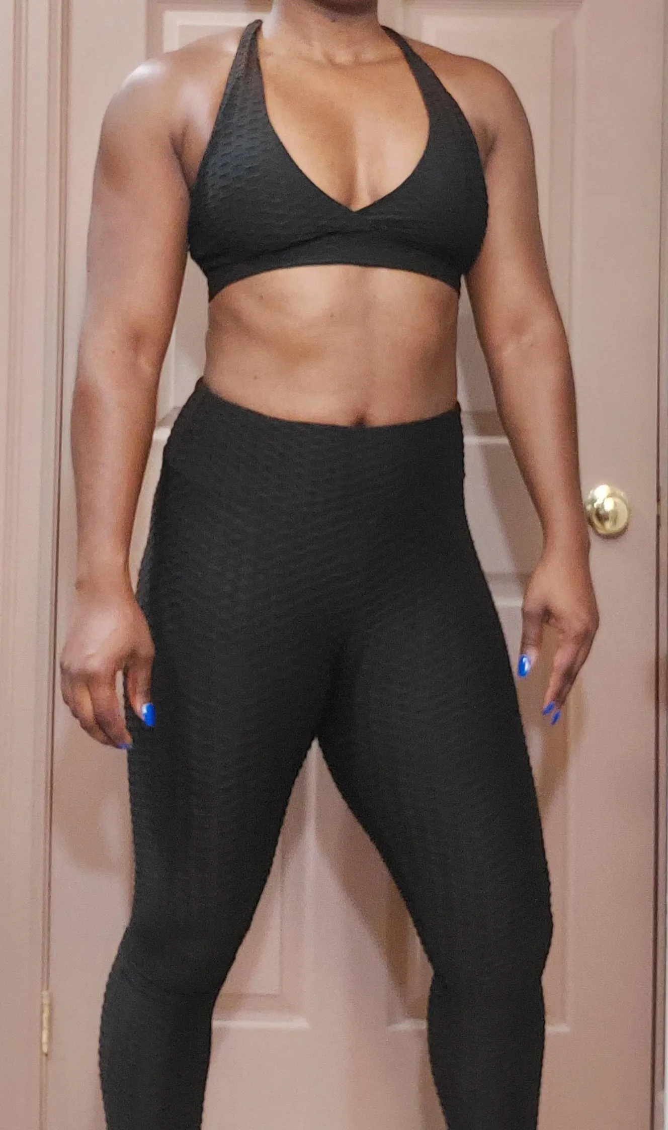 Textured Scrunch Crop Top and Scrunch High Waisted Leggings