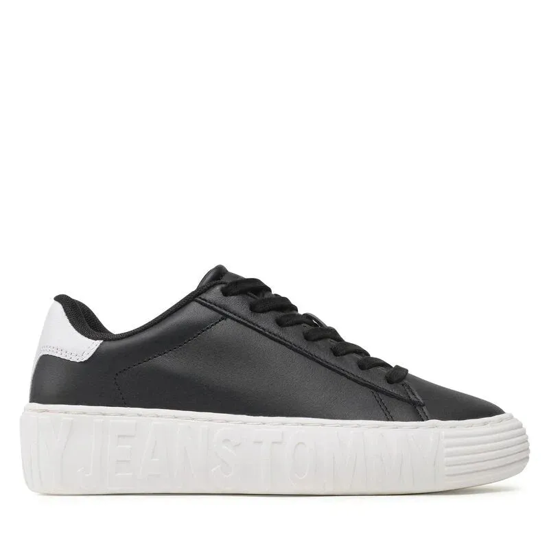 Tommy Hilfiger Jeans New Cupsole Leather Sneaker Women - BLK