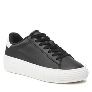 Tommy Hilfiger Jeans New Cupsole Leather Sneaker Women - BLK