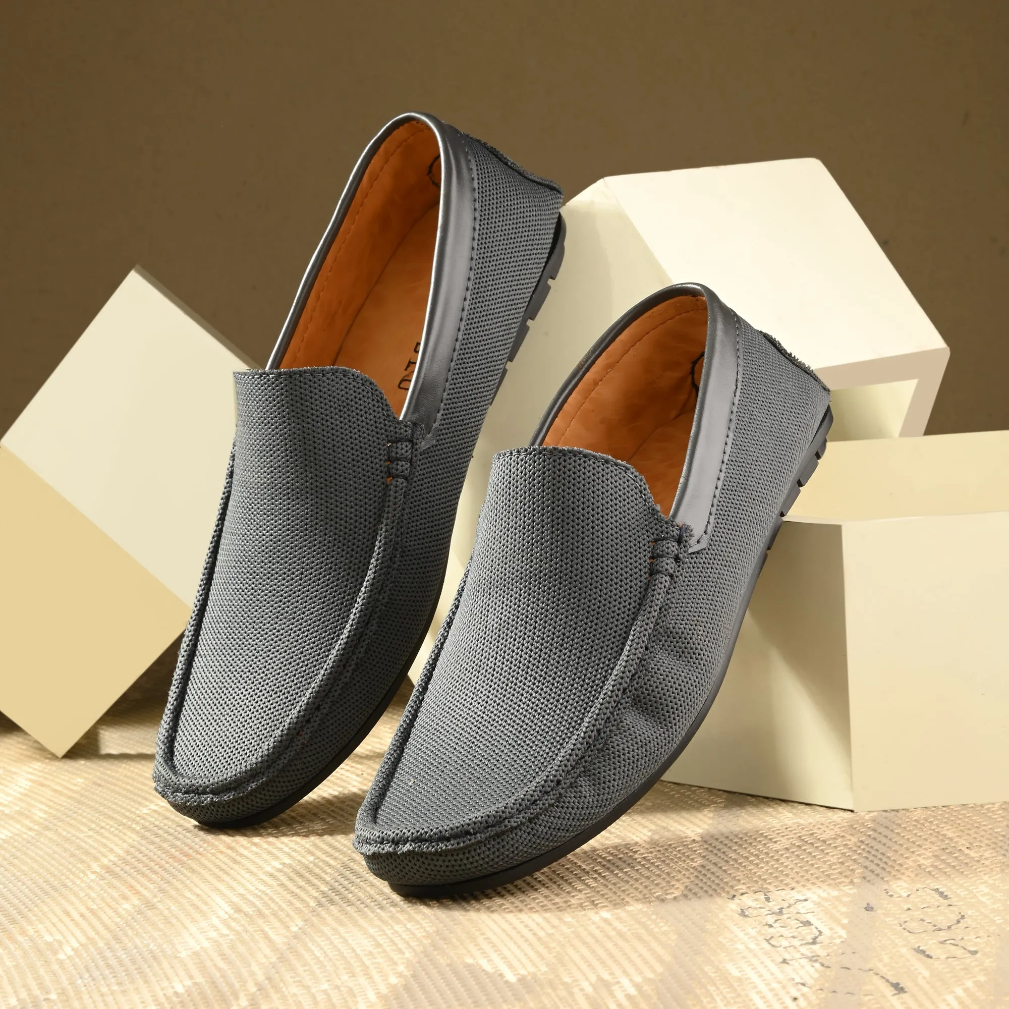 Toro Blu Knit Loafers for Men | Lightweight Shoes for Boys, Designed for All Seasons (C.Grey)