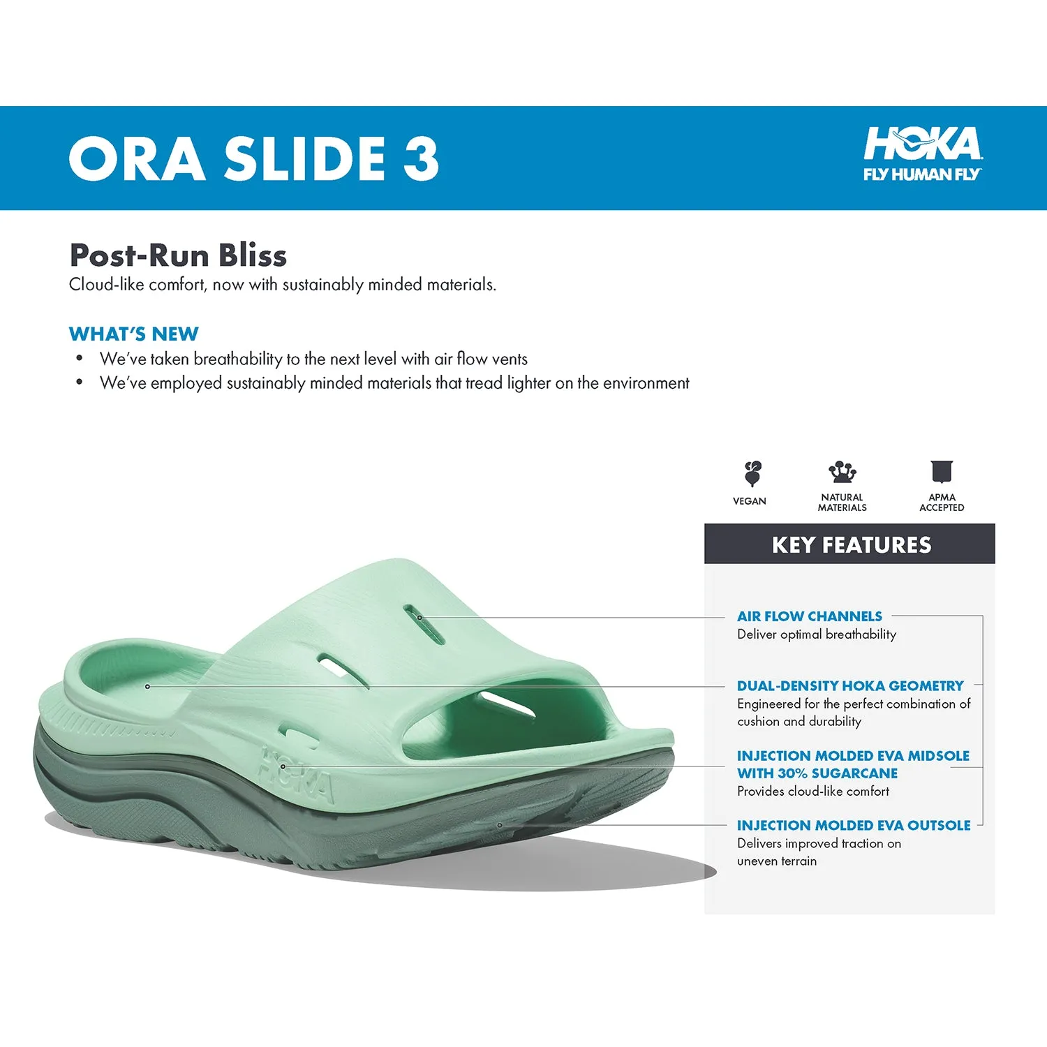 Unisex Hoka Ora Recovery Slide 3 Bellwether Blue/Red EVA