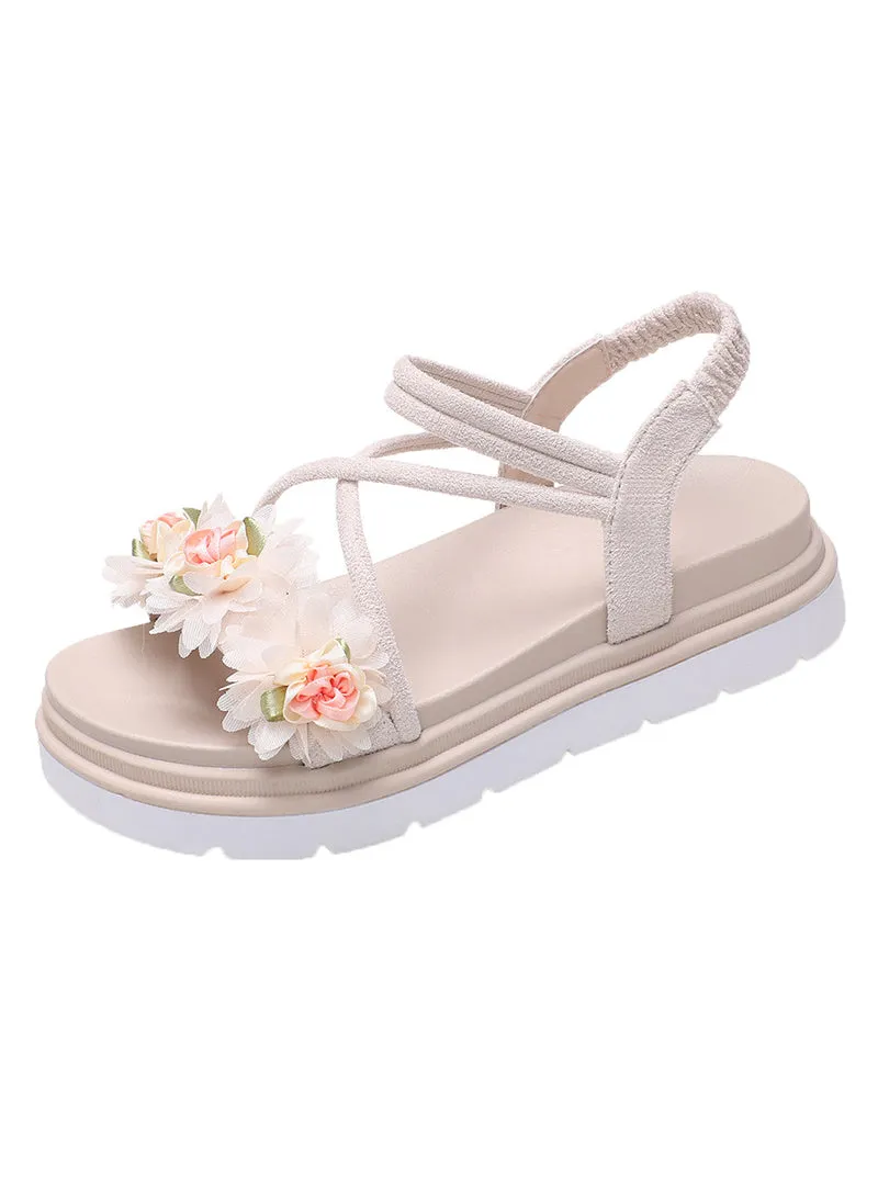 Uniwim Summer beach by the seaside sandals Flat-bottomed Flower Beach Sandals