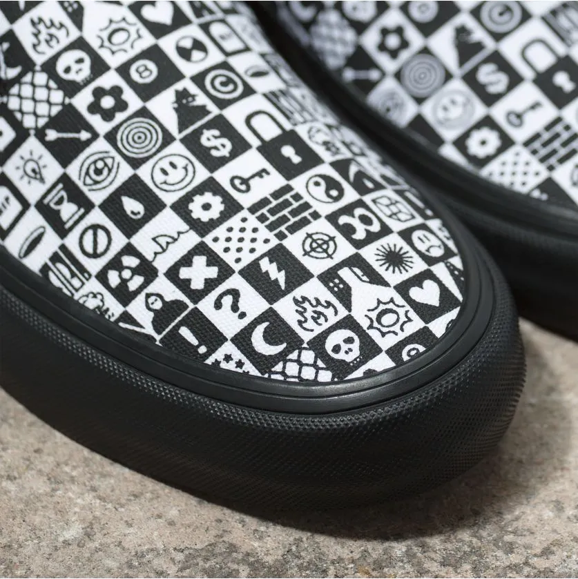 Vans x Cult BMX Slip On Pro Skateboard Shoe - Black/Checker