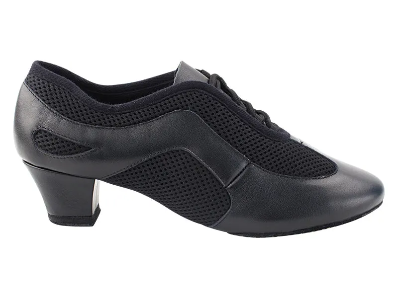 Very Fine Split Sole Black Leather and Breathable Mesh Ladies Practice Dance Shoe 702 In Stock