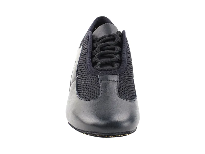 Very Fine Split Sole Black Leather and Breathable Mesh Ladies Practice Dance Shoe 702 In Stock