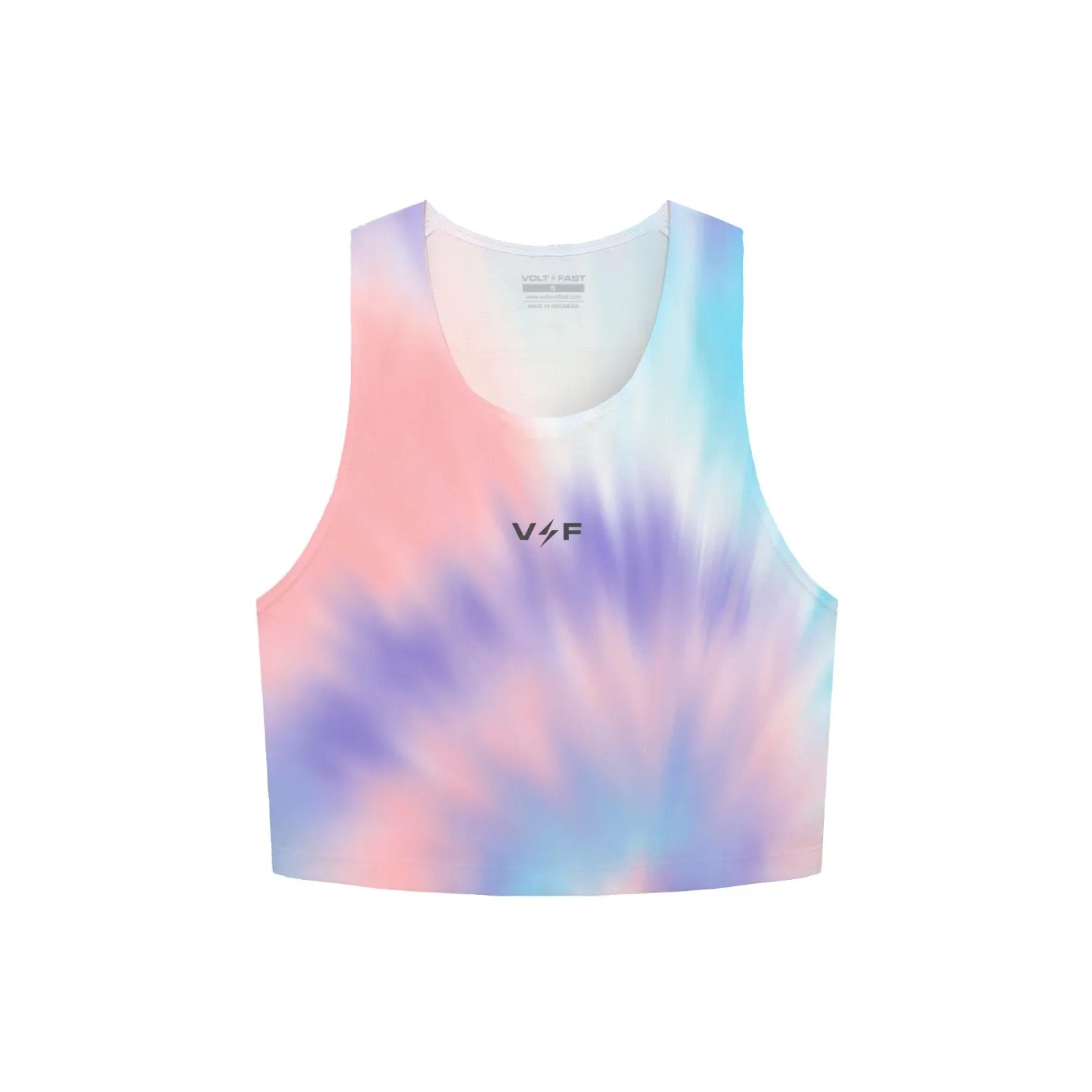 Volt And Fast Women's Bolt Sports Crop Top Tie Dye Series - Yellow/Pink