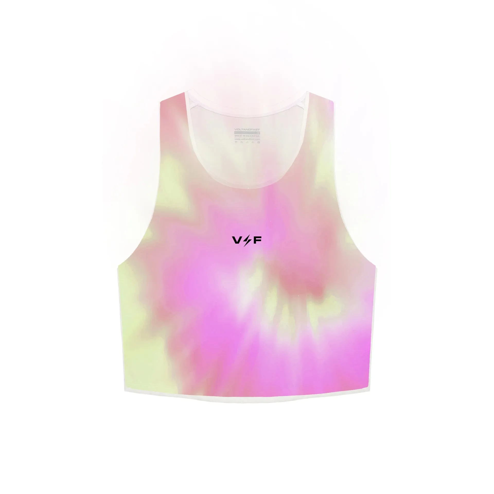 Volt And Fast Women's Bolt Sports Crop Top Tie Dye Series - Yellow/Pink