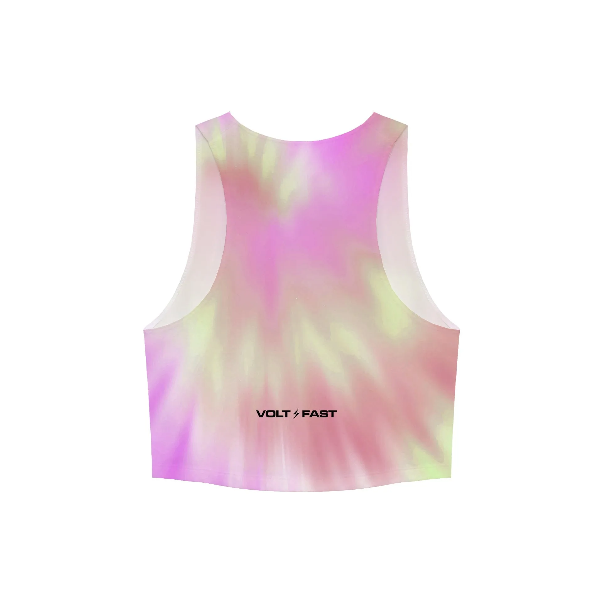 Volt And Fast Women's Bolt Sports Crop Top Tie Dye Series - Yellow/Pink