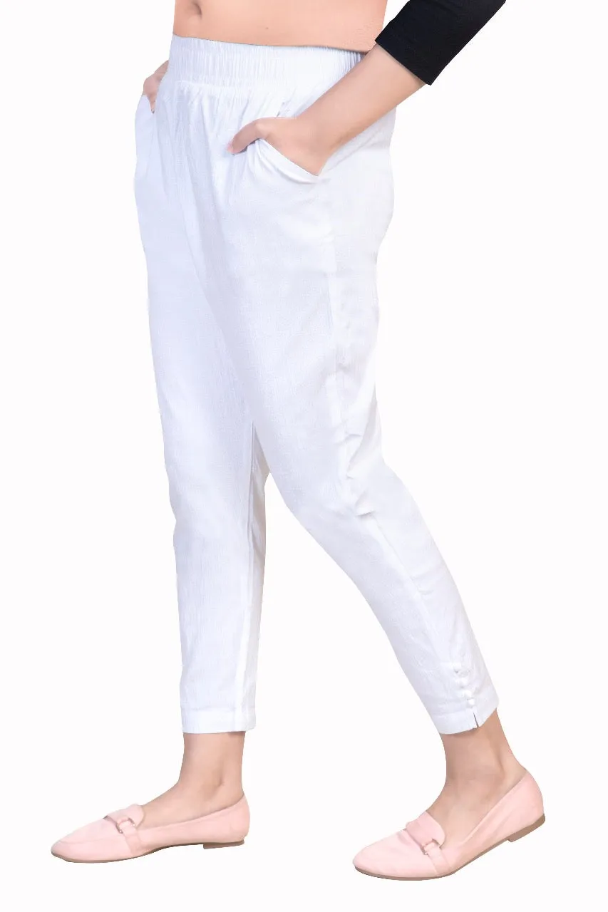 WENTYF Regular Fit Pants/Jeggings with Pockets for Office/Party/Casual (White)