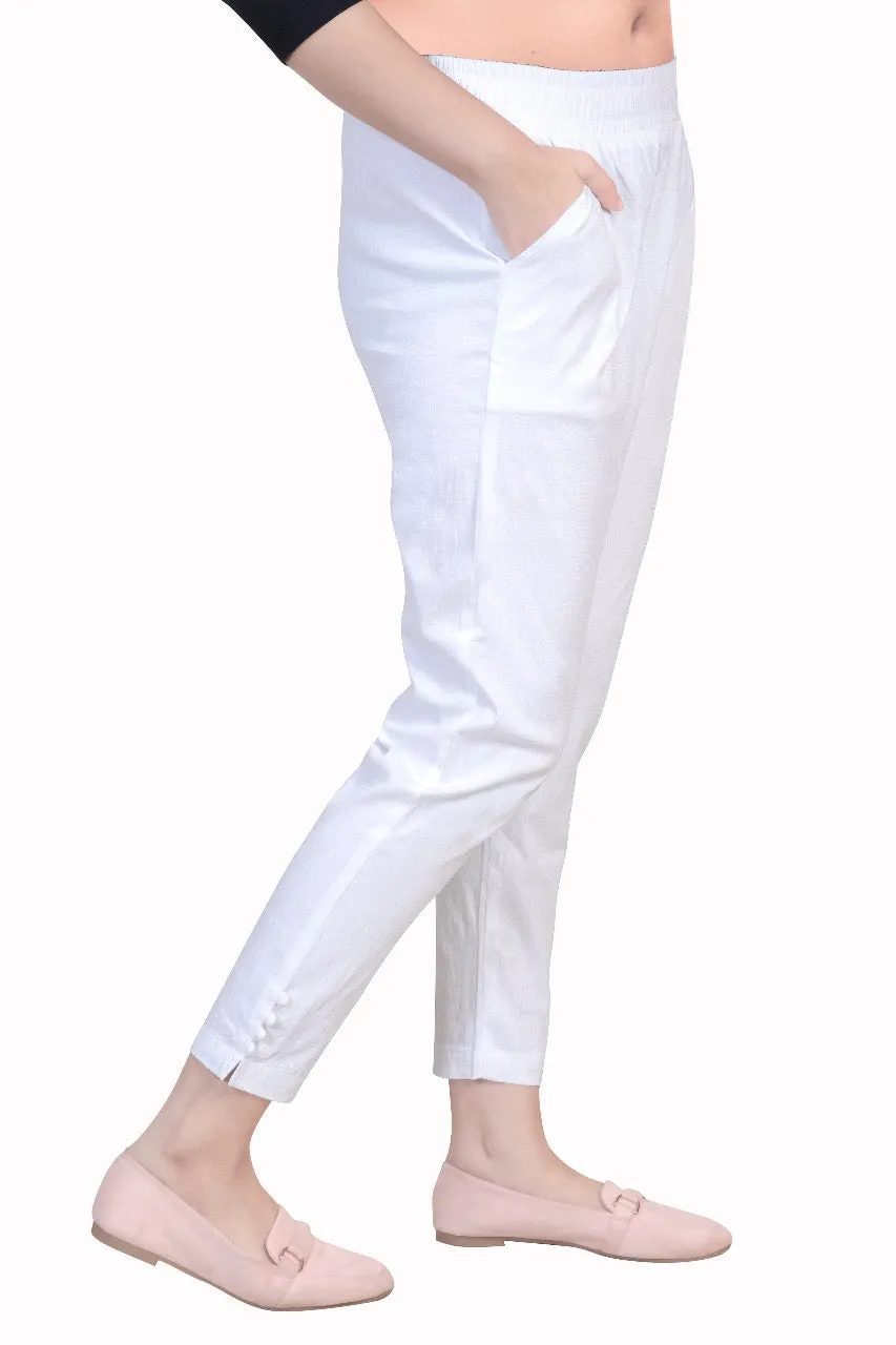 WENTYF Regular Fit Pants/Jeggings with Pockets for Office/Party/Casual (White)