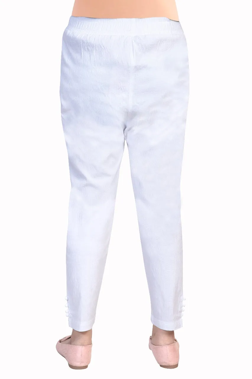 WENTYF Regular Fit Pants/Jeggings with Pockets for Office/Party/Casual (White)