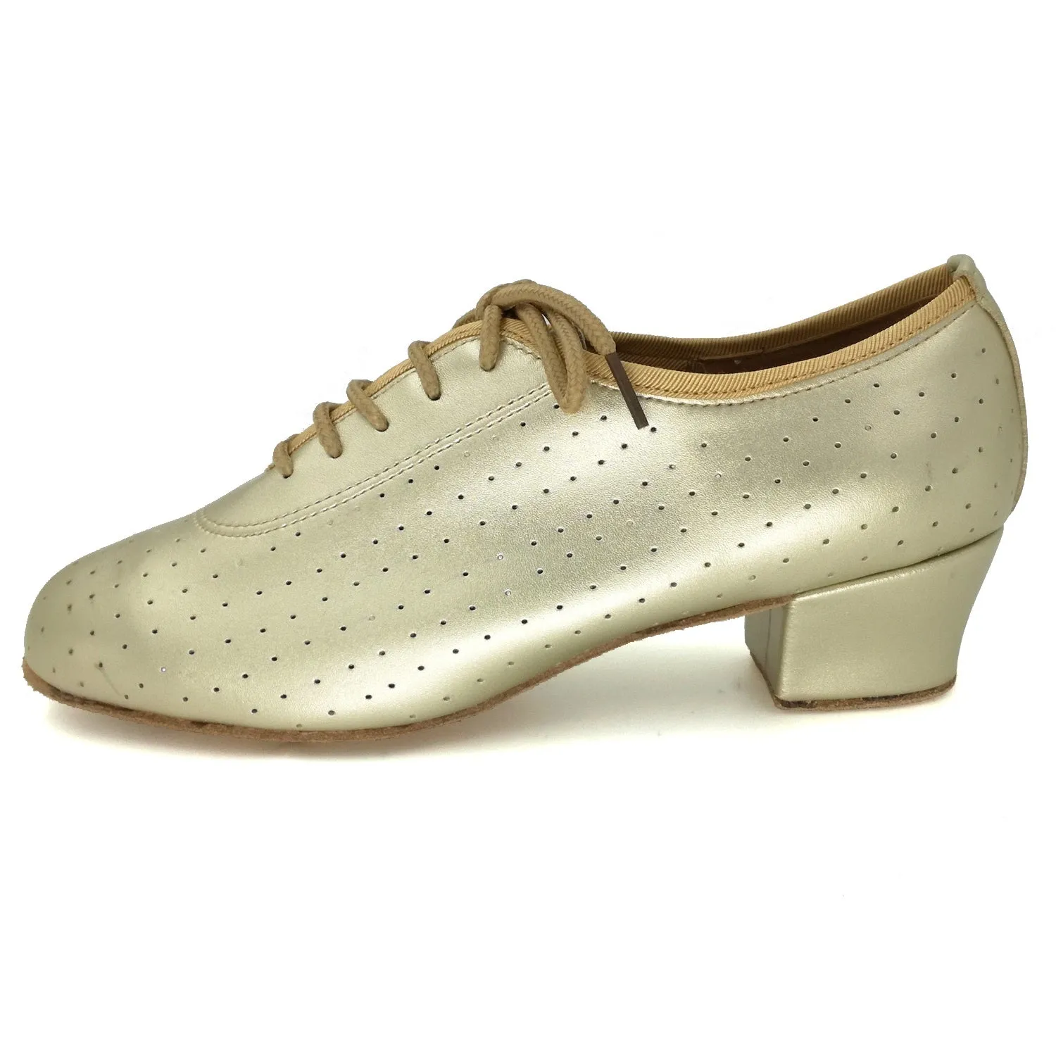 Women Ballroom Dancing Shoes Ladies Tango Latin Practice Dance Shoe Suede Sole Lace-up Closed-toe Gold