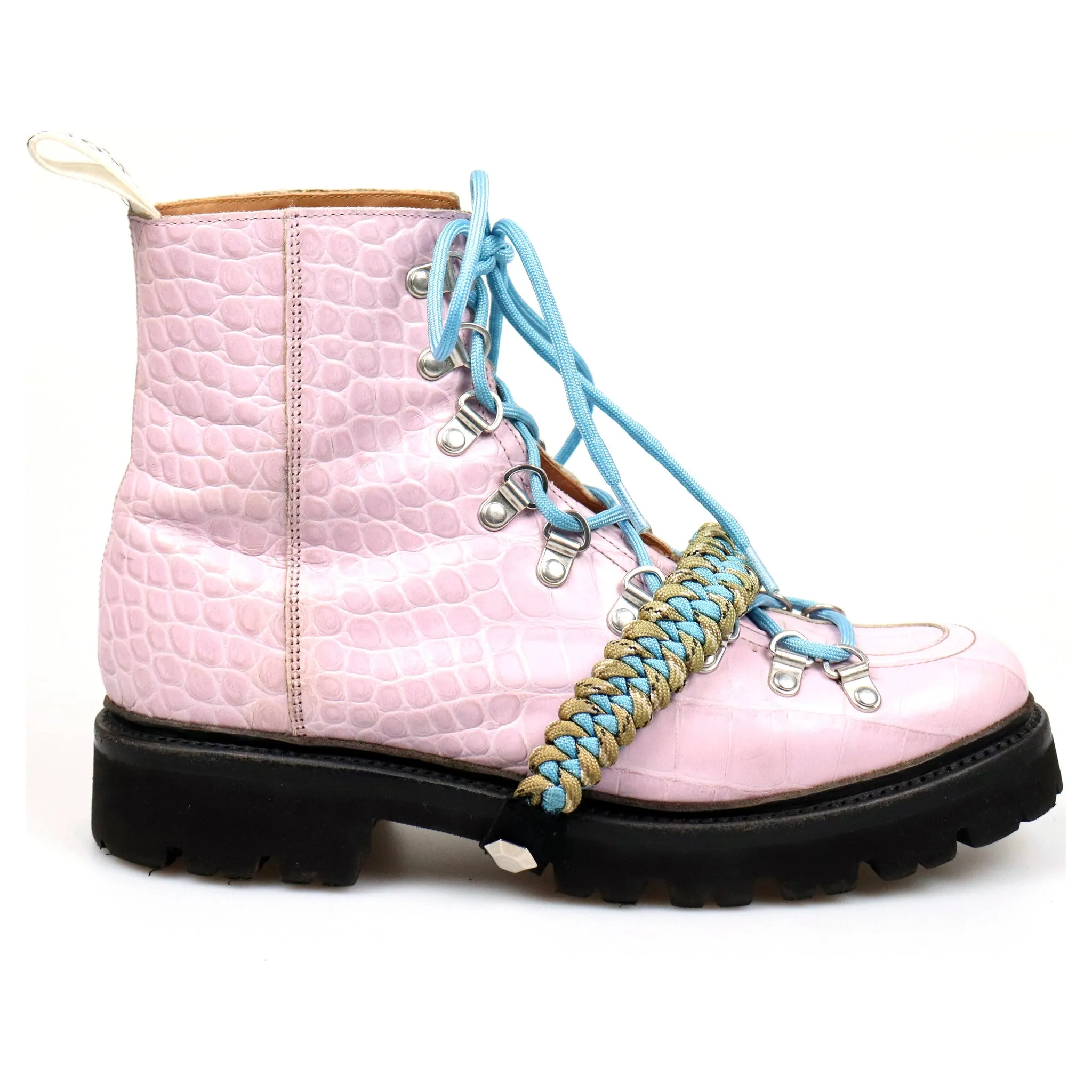 Women's House Of Holland 'Nanette' Pink Leather Hiker Boots UK 6.5