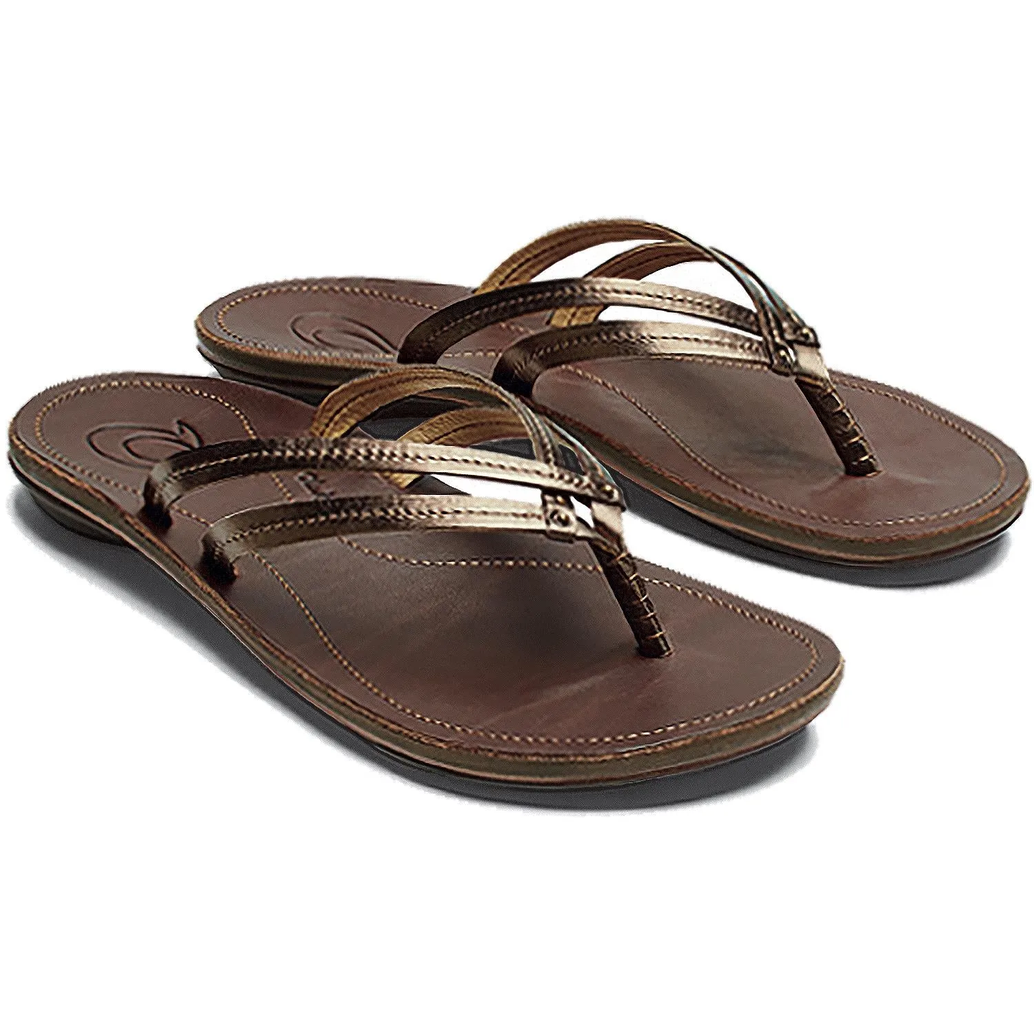 Women's OluKai U'I Bronze/Dark Java Leather